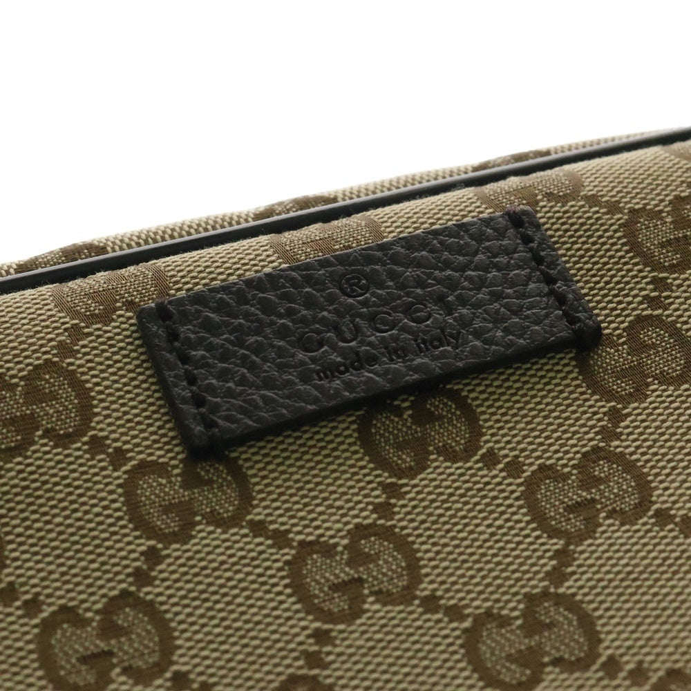 GUCCI(グッチ) GGキャンバス ボディバッグ ウエストバッグ ショルダーバッグ ベージュ×ブラウン シルバー金具 レザー×キャンバス 449174