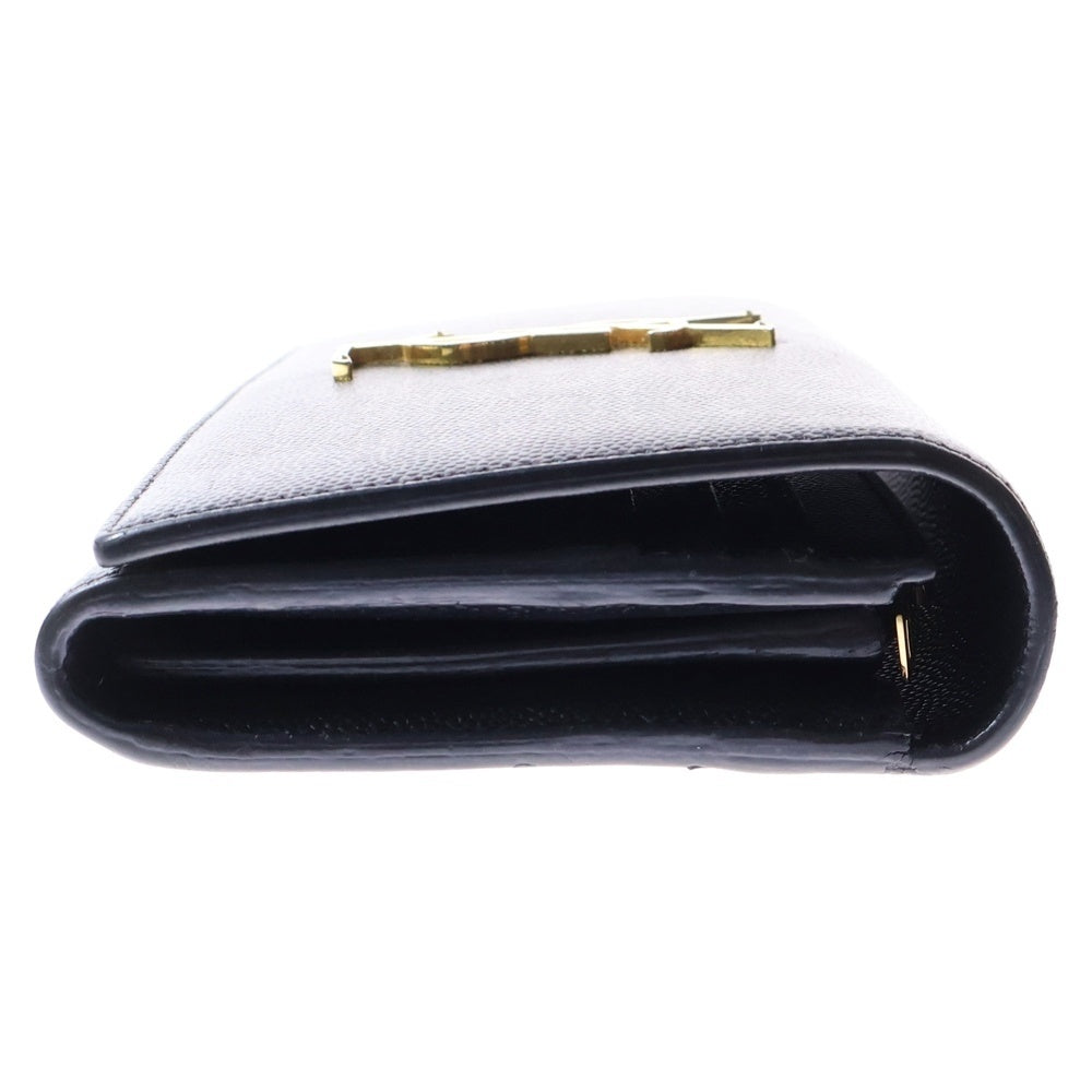 SAINT LAURENT PARIS(サンローランパリ) 二つ折り長財布 ロングウォレット カードケース ロゴ ブラック ゴールド金具 レザー 372266
