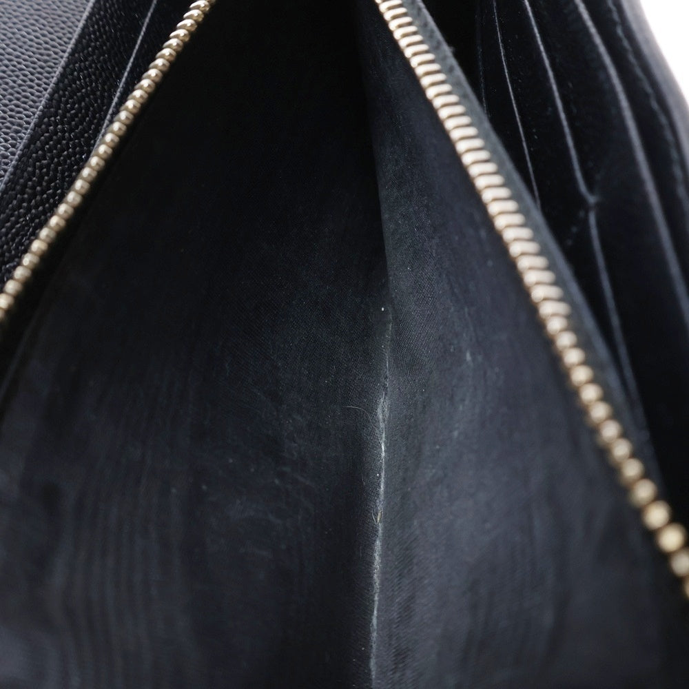 SAINT LAURENT PARIS(サンローランパリ) 二つ折り長財布 ロングウォレット カードケース ロゴ ブラック ゴールド金具 レザー 372266
