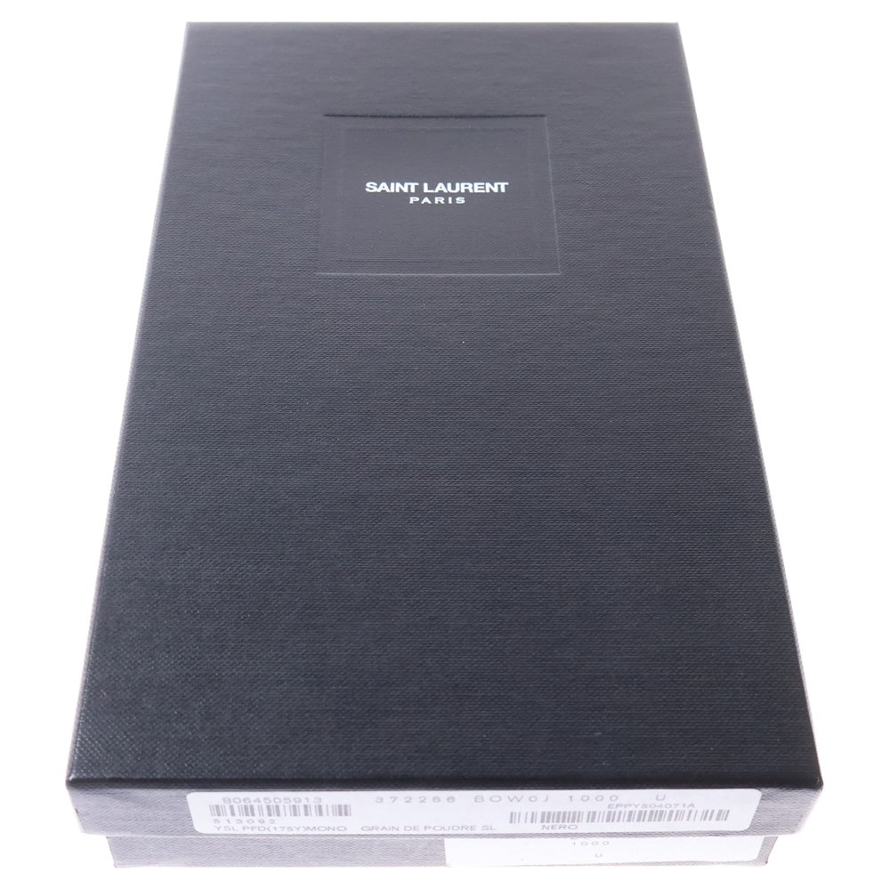 SAINT LAURENT PARIS(サンローランパリ) 二つ折り長財布 ロングウォレット カードケース ロゴ ブラック ゴールド金具 レザー 372266