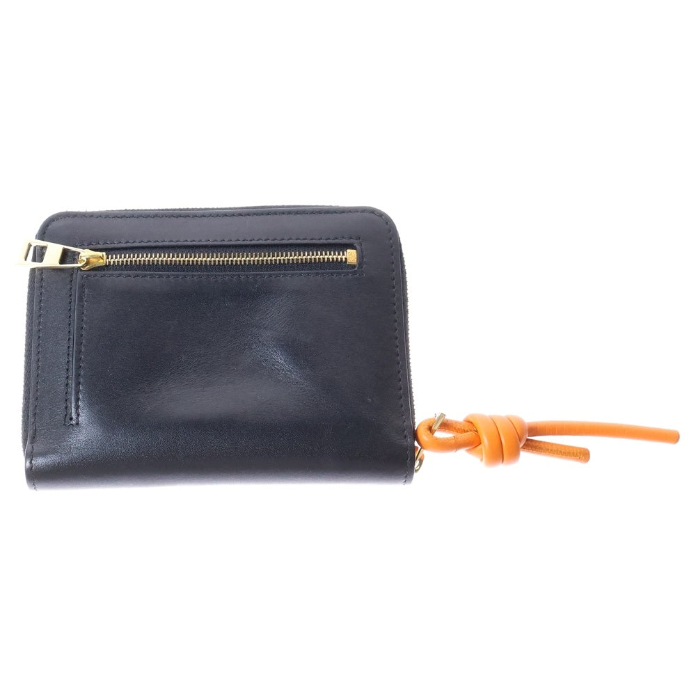 LOEWE(ロエベ) ノット コンパクトジップウォレット 財布 コインパース コインケース ブラック×オレンジ ゴールド金具