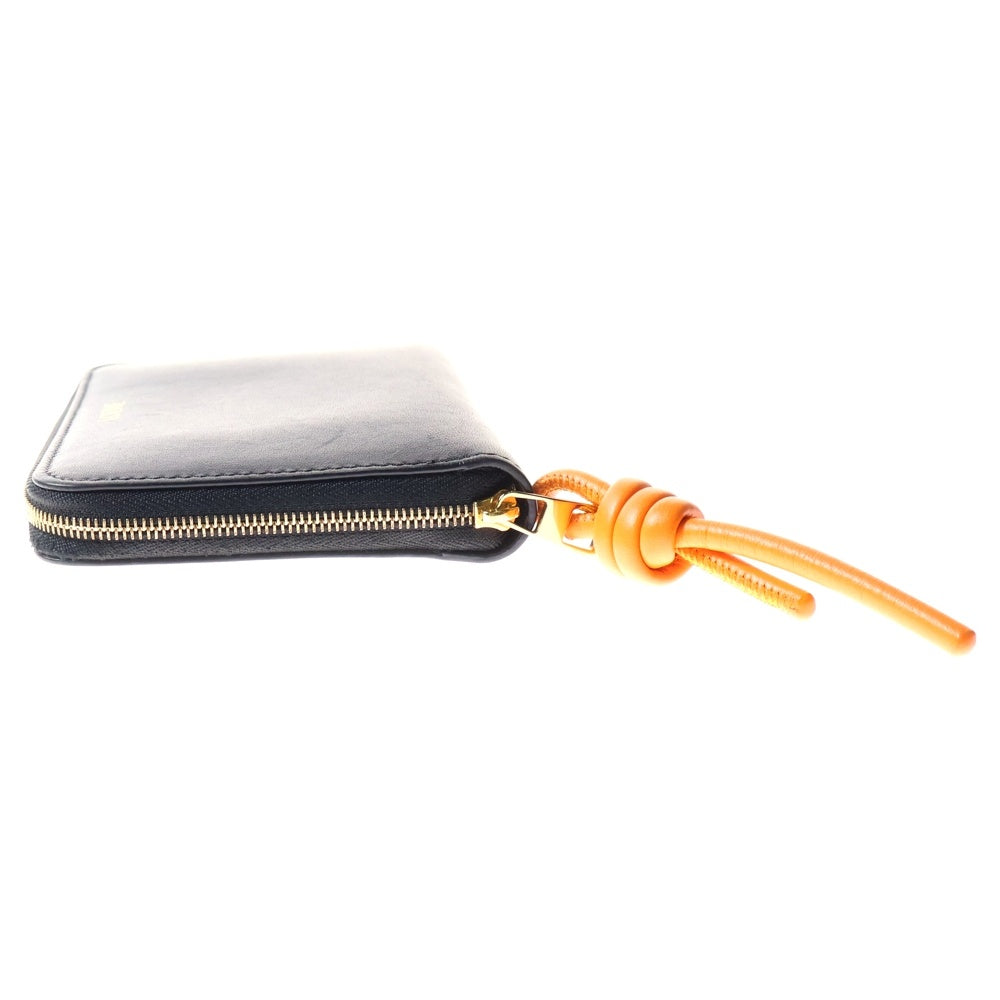 LOEWE(ロエベ) ノット コンパクトジップウォレット 財布 コインパース コインケース ブラック×オレンジ ゴールド金具