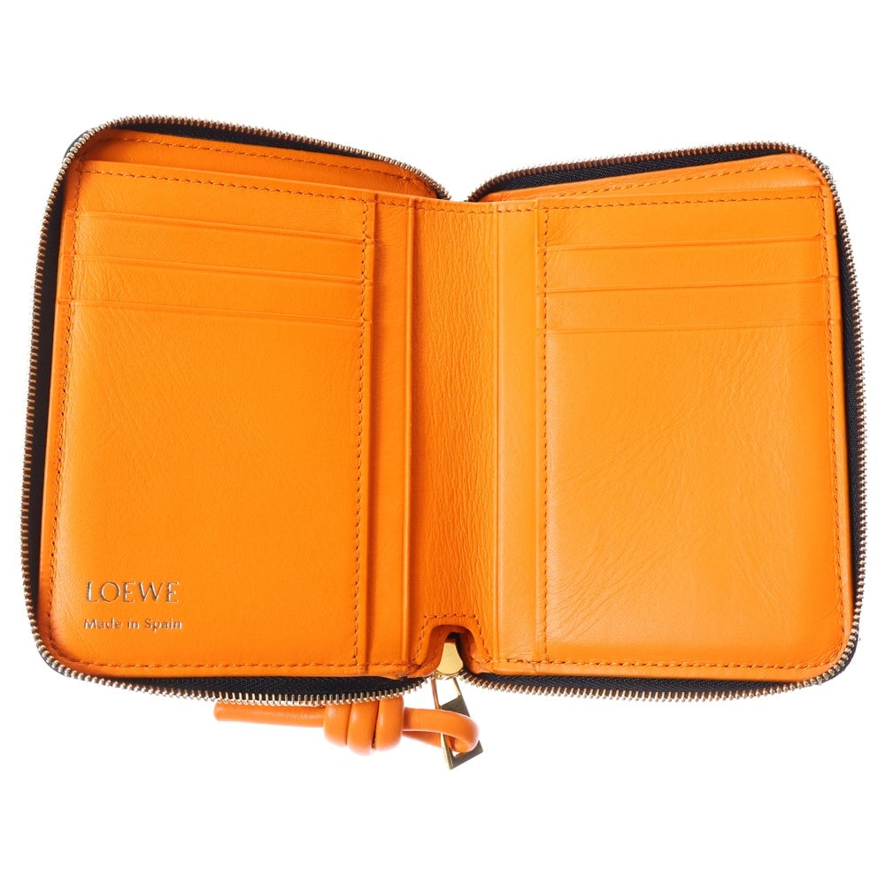 LOEWE(ロエベ) ノット コンパクトジップウォレット 財布 コインパース コインケース ブラック×オレンジ ゴールド金具