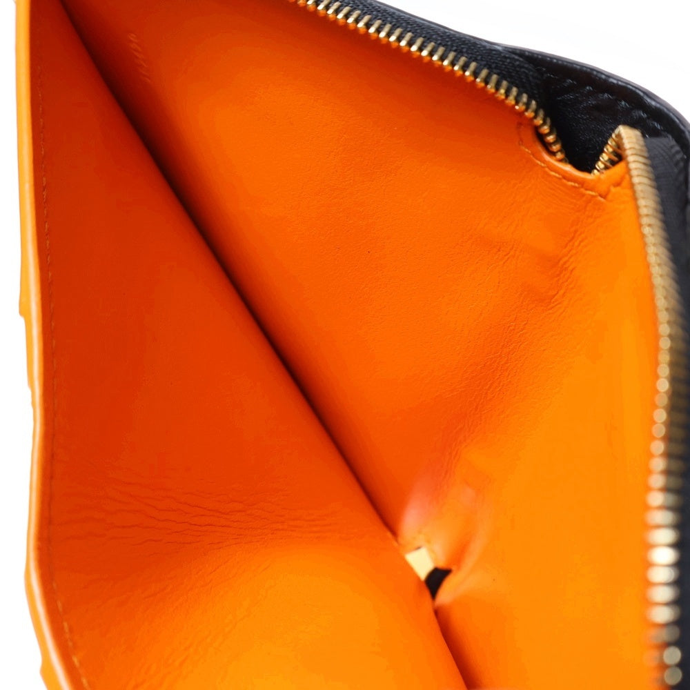 LOEWE(ロエベ) ノット コンパクトジップウォレット 財布 コインパース コインケース ブラック×オレンジ ゴールド金具