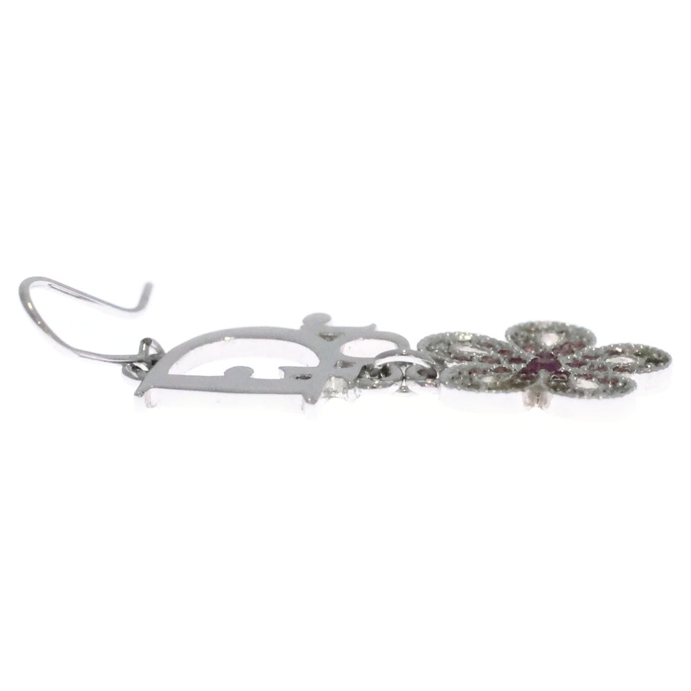 Christian Dior(クリスチャンディオール) ロゴ フラワー ラインストーン ピアス イヤーアクセサリー ピンク×シルバー