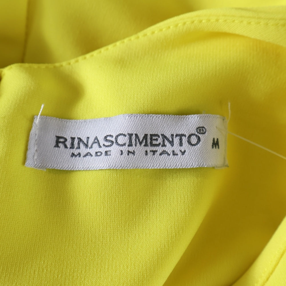 NO BRAND(ノーブランド) RINASCIMENTO リナシメント クルーネック タックデザイン ノースリーブ ロング タイト ワンピース ドレス イエロー レディース