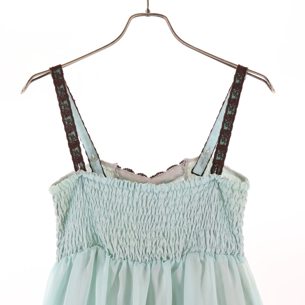 NO BRAND(ノーブランド) axes femme アクシーズファム 城柄プリント シアー フリル ジャンパースカート ワンピース ライトブルー/ブラウン レディース TS342X105