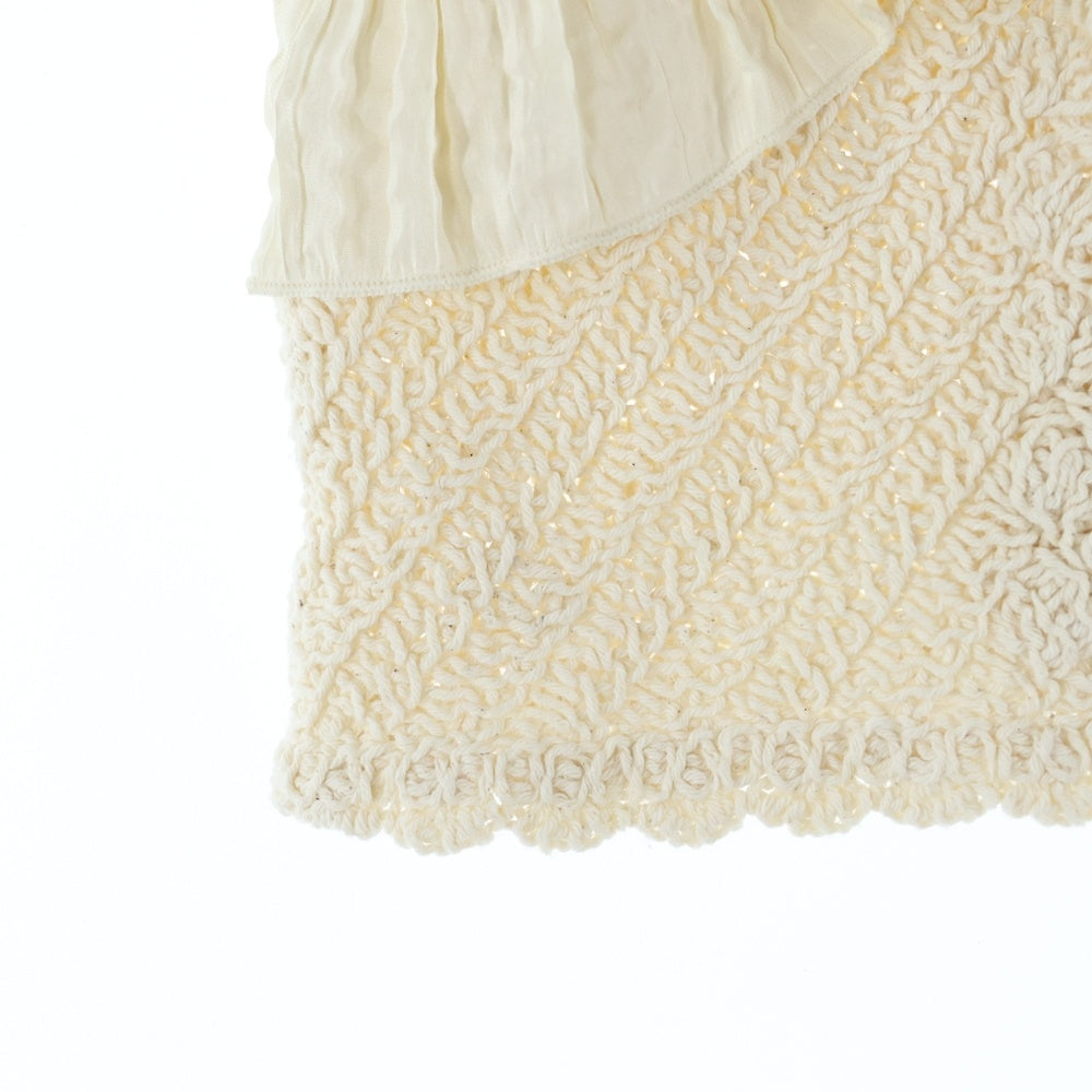 Heather(ヘザー) Heather ヘザー ギャザー デザイン ニット切り替え 半袖 トップス アイボリー レディース