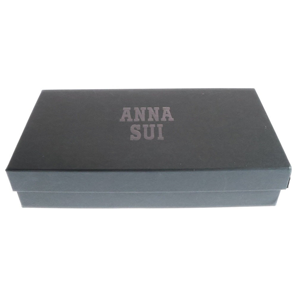 ANA SUI(アナスイ) ロゴプレート パテントレザー エンボス ギャラクシー スター柄 ラメ グリッター キーチャーム付き ロングウォレット 長財布 ボルドー