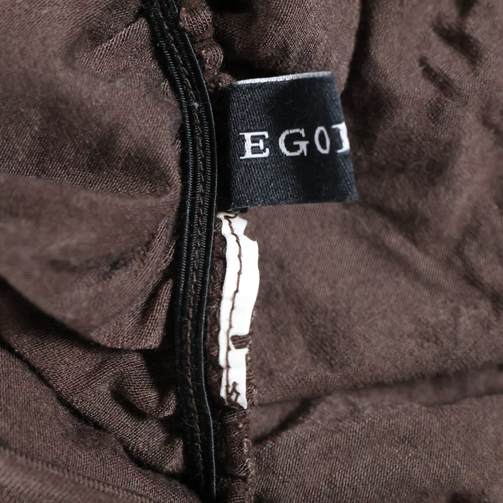 EGOIST(エゴイスト) ギャザーデザイン Vネック ロングスリーブ 長袖 Tシャツ カットソー ブラウン レディース