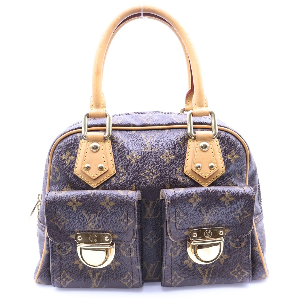 LOUIS VUITTON(ルイヴィトン) マンハッタンPM モノグラム PVC レザー ハンドバッグ ゴールド金具 ブラウン M40026