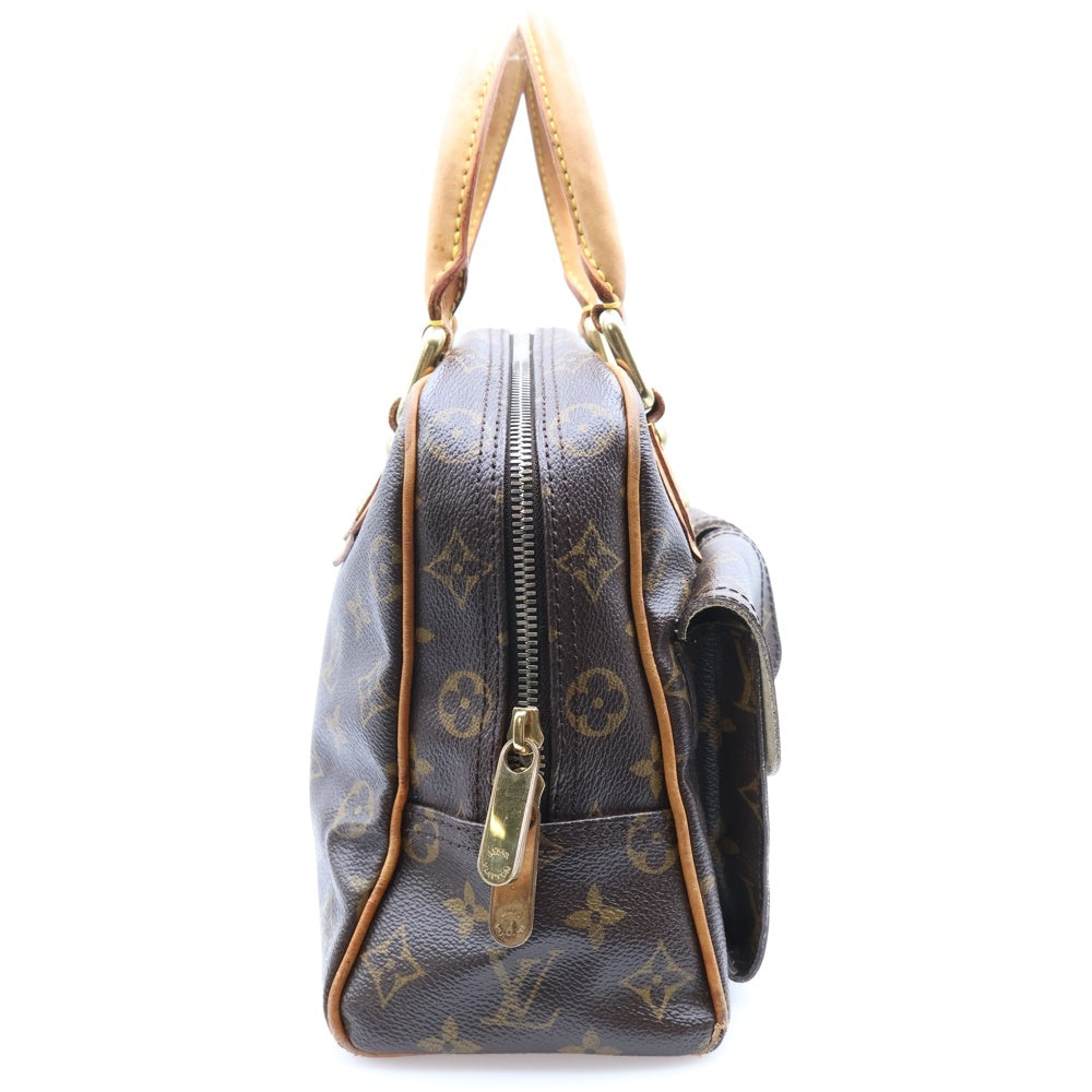 LOUIS VUITTON(ルイヴィトン) マンハッタンPM モノグラム PVC レザー ハンドバッグ ゴールド金具 ブラウン M40026