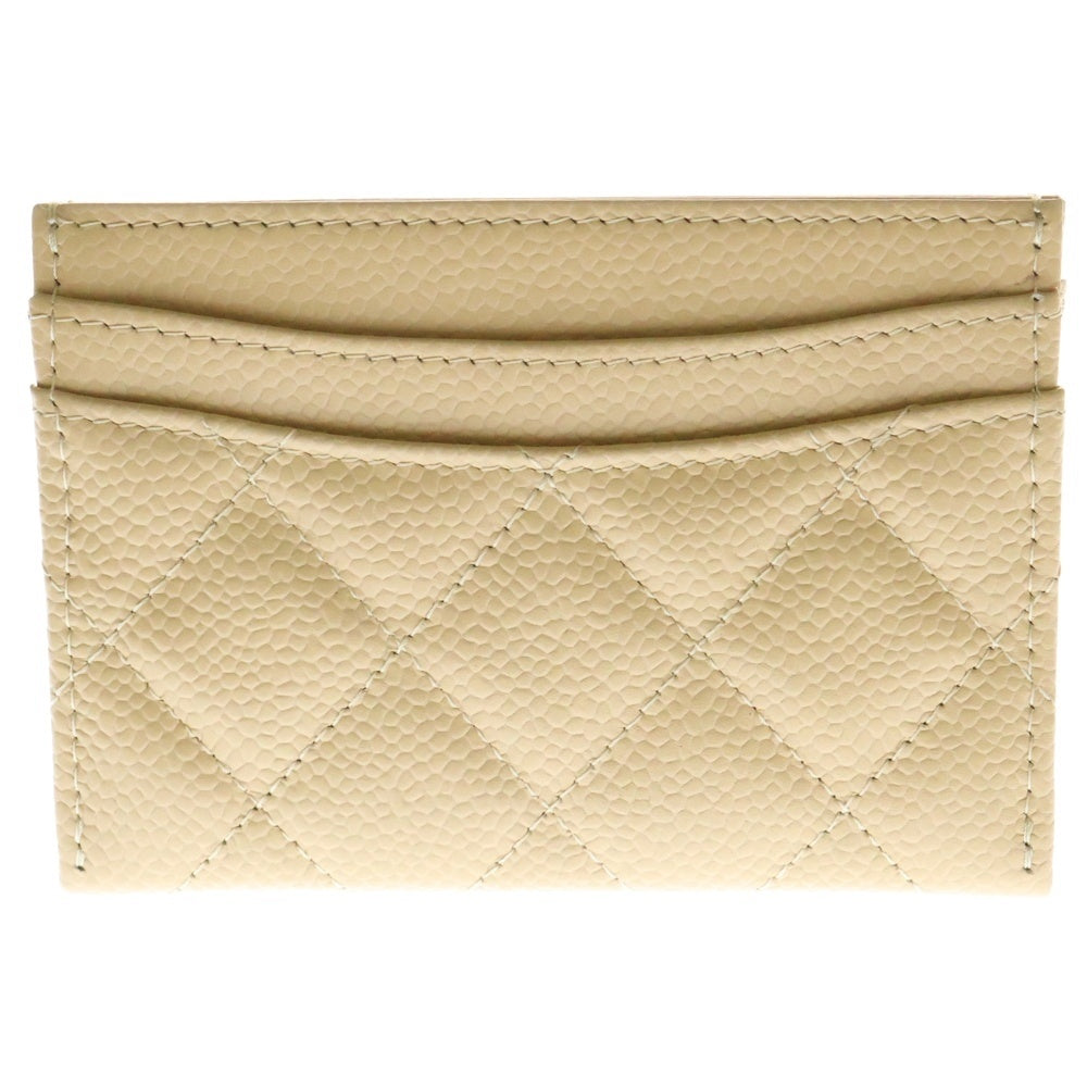 CHANEL(シャネル) マトラッセ タイムレスクラシック カードケース 名刺入れ ベージュ ゴールド金具 キャビアスキン