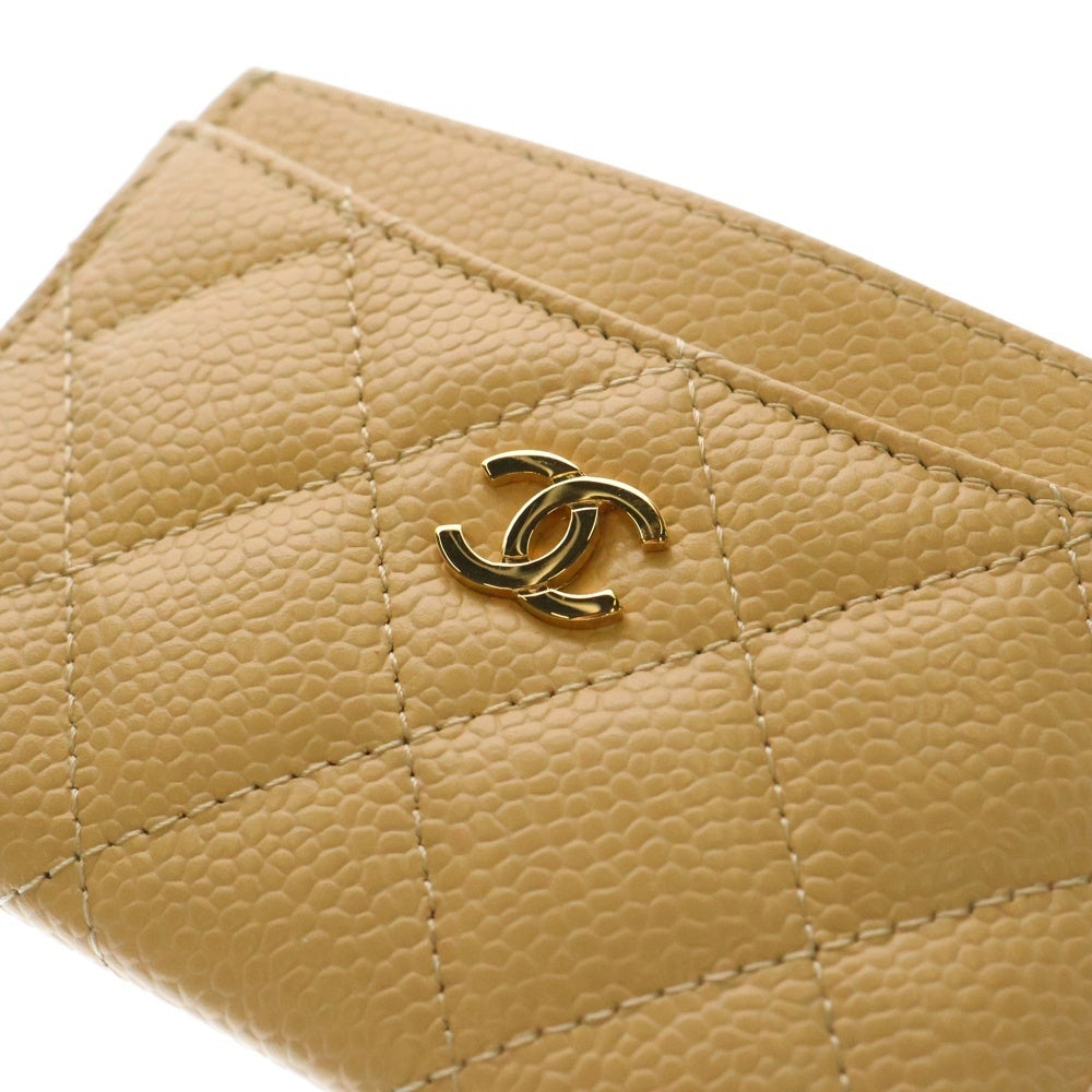 CHANEL(シャネル) マトラッセ タイムレスクラシック カードケース 名刺入れ ベージュ ゴールド金具 キャビアスキン