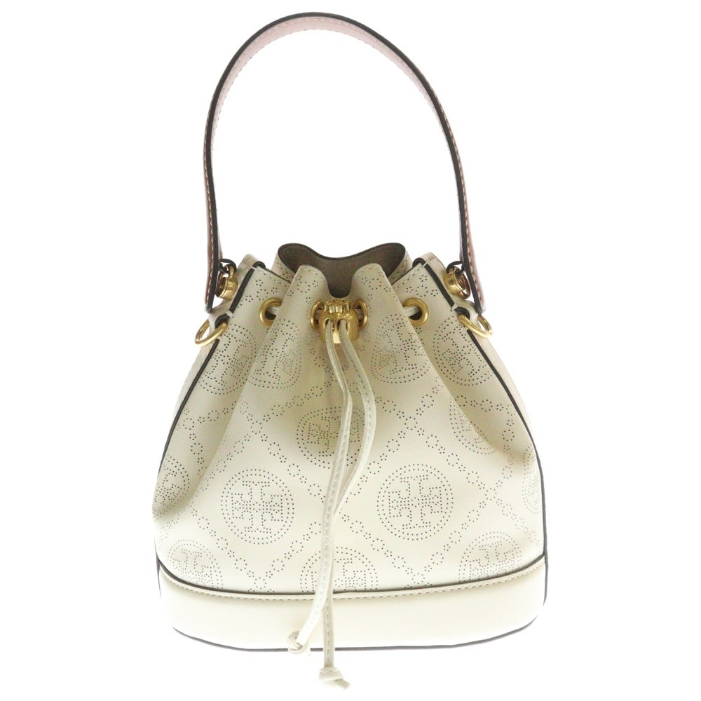 TORY BURCH(トリー バーチ) Tモノグラム 2WAY バケットバッグ ショルダーバッグ ホワイト/ブラウン レディース