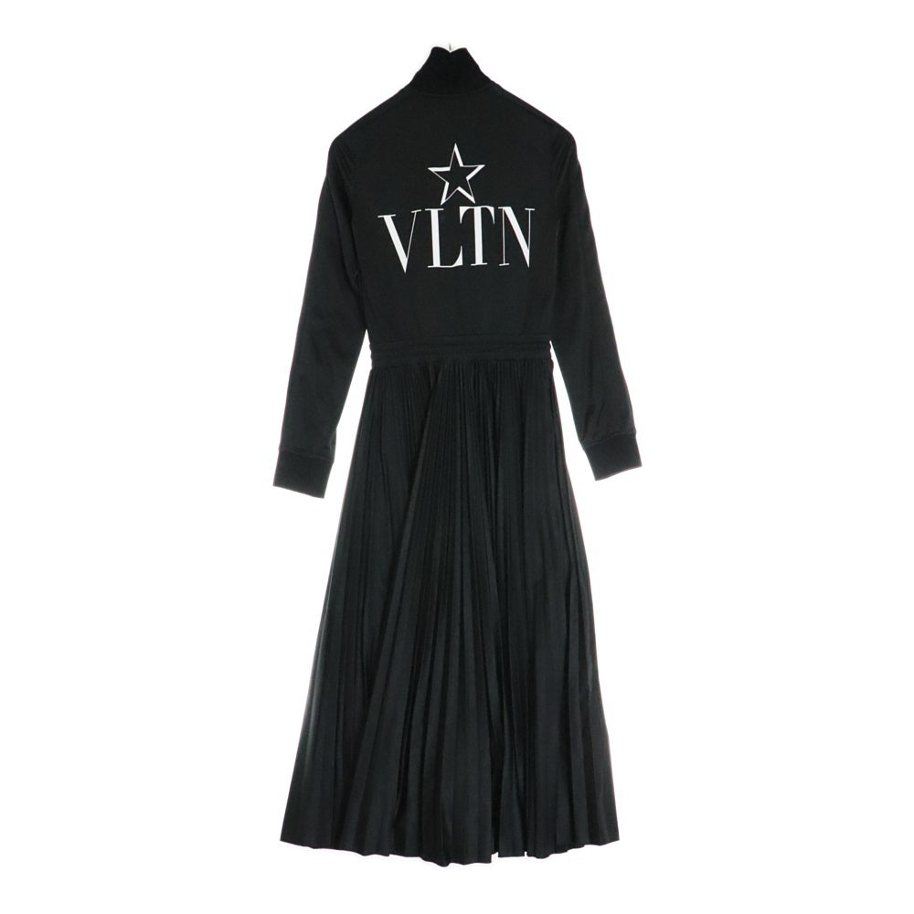 VALENTINO(ヴァレンティノ) 20SS バックロゴ スタープリント ジップアップ ジャージ トラックジャケット ブルゾン プリーツスカート ロングワンピース ブラック レディース TB3MJ00H5B8