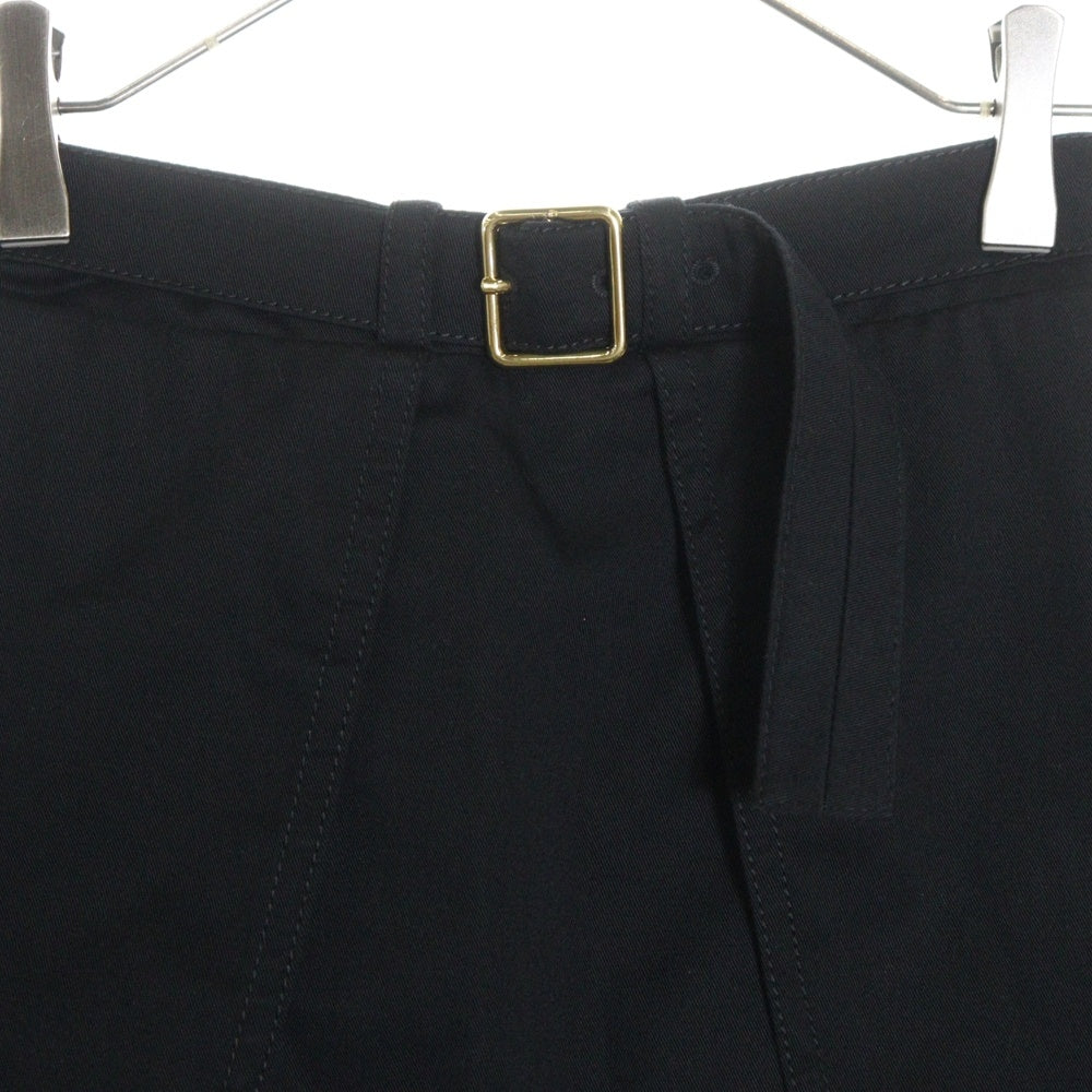 PATOU(パトゥー) 23SS ポケットデザイン ベルト付き コットンツイル フレアロングスカート ブラック レディース 23S-SK035-0074