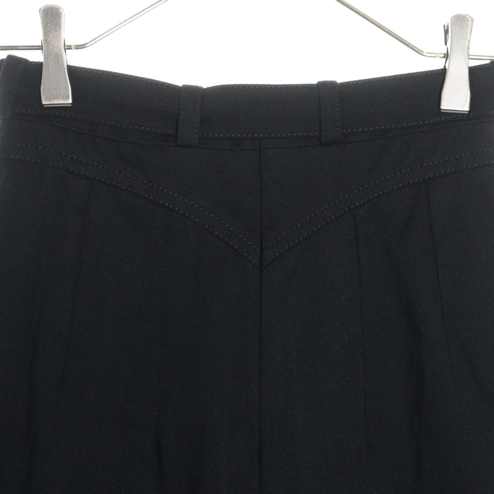 PATOU(パトゥー) 23SS ポケットデザイン ベルト付き コットンツイル フレアロングスカート ブラック レディース 23S-SK035-0074