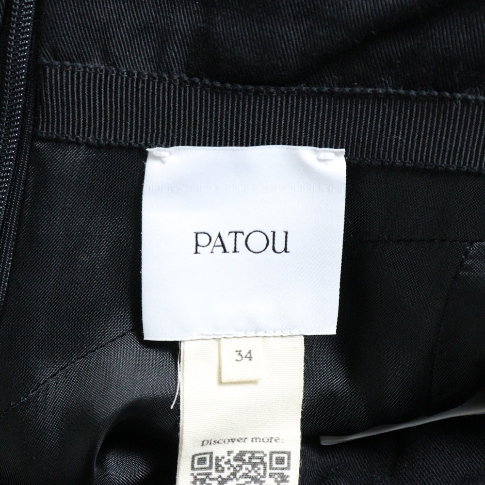 PATOU(パトゥー) 23SS ポケットデザイン ベルト付き コットンツイル フレアロングスカート ブラック レディース 23S-SK035-0074