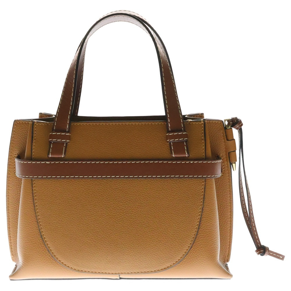 LOEWE(ロエベ) ゲート トップハンドル ミニ アナグラムロゴ レザー 2WAY ハンド ショルダーバッグ ゴールド金具 ブラウン