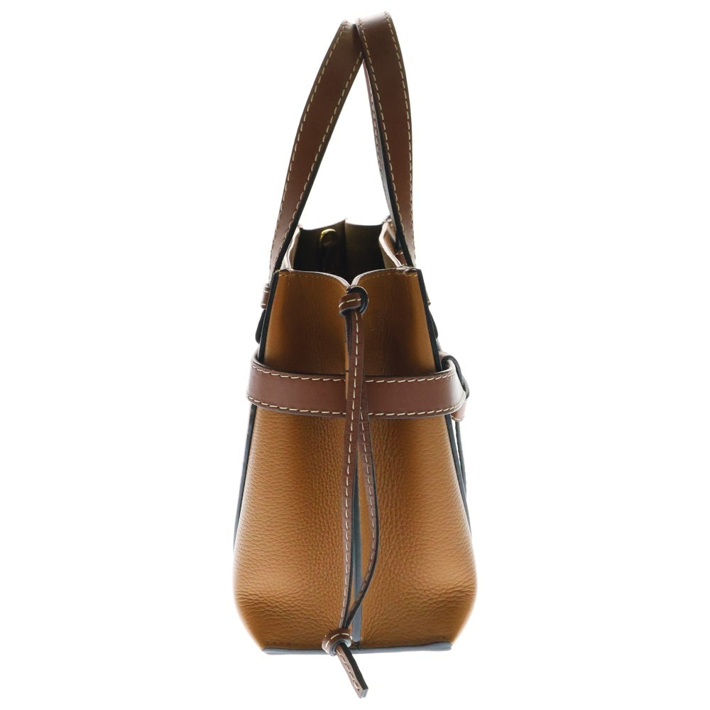 LOEWE(ロエベ) ゲート トップハンドル ミニ アナグラムロゴ レザー 2WAY ハンド ショルダーバッグ ゴールド金具 ブラウン