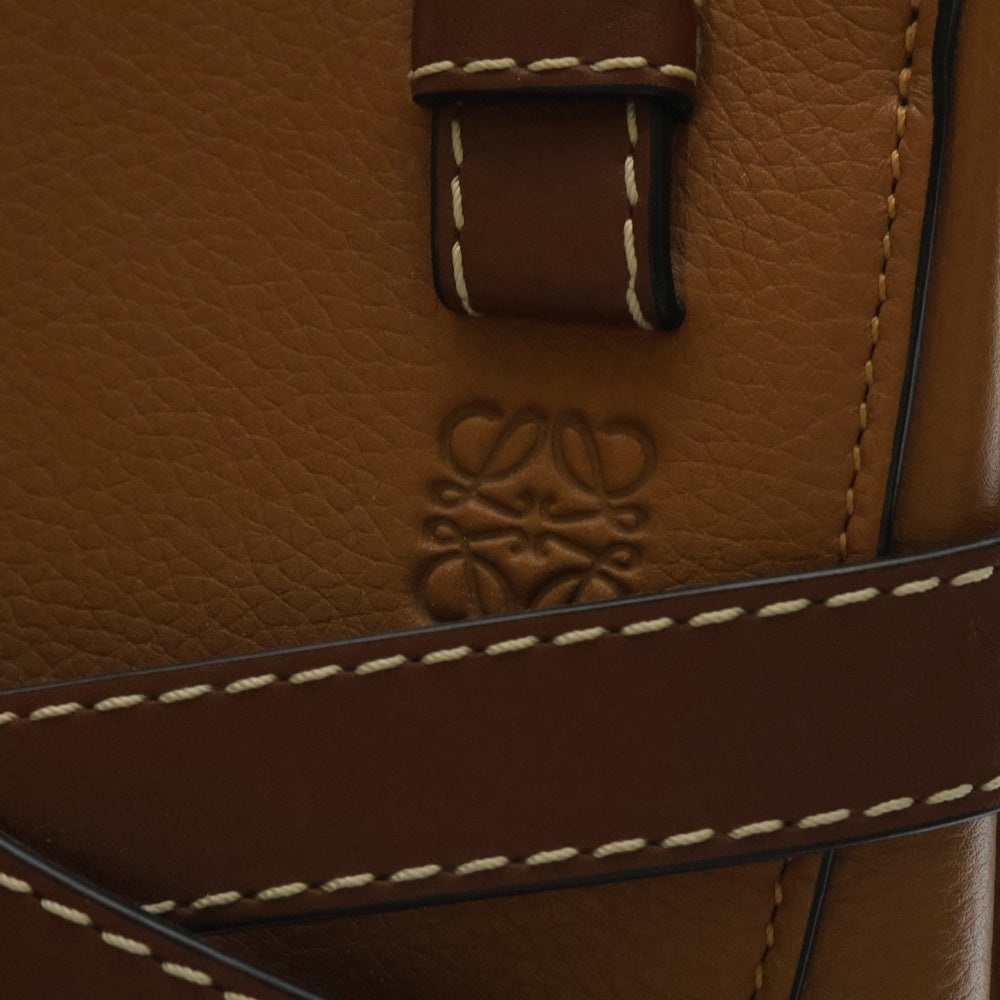 LOEWE(ロエベ) ゲート トップハンドル ミニ アナグラムロゴ レザー 2WAY ハンド ショルダーバッグ ゴールド金具 ブラウン