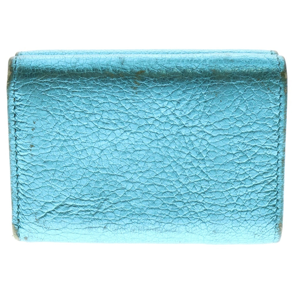 BALENCIAGA(バレンシアガ) エブリデイ ロゴ 三つ折り財布 コンパクトウォレット コインケース ラメブルー レザー 551921