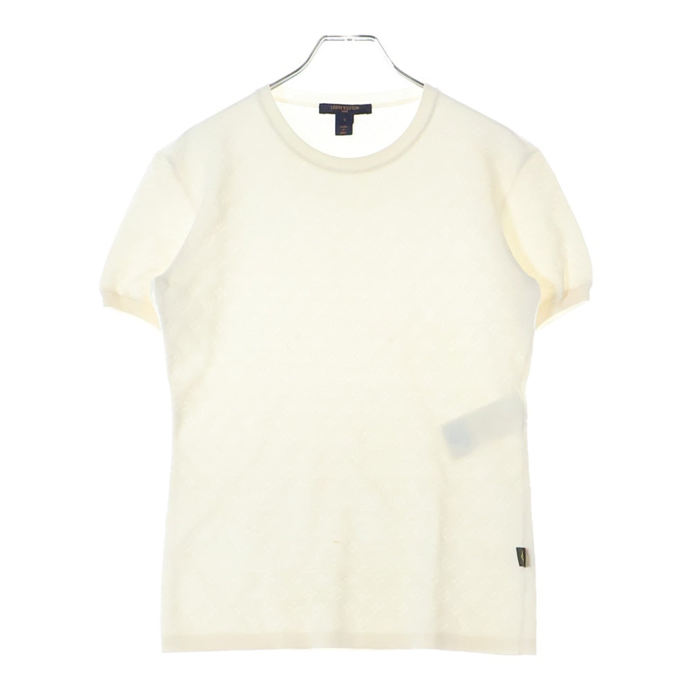 LOUIS VUITTON(ルイヴィトン) 21SS モノグラム 総柄 ジャガード シルク クルーネック 半袖ニット カットソー ホワイト RW211B EO2 FKKS95