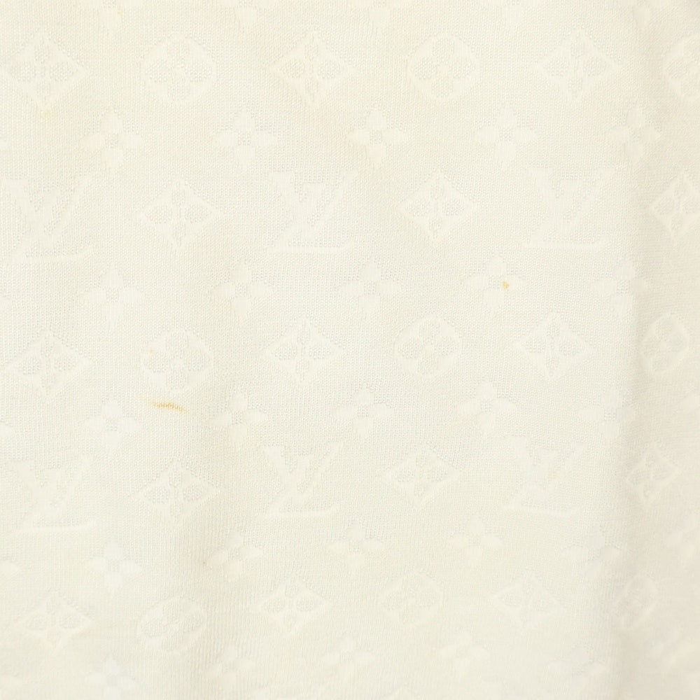 LOUIS VUITTON(ルイヴィトン) 21SS モノグラム 総柄 ジャガード シルク クルーネック 半袖ニット カットソー ホワイト RW211B EO2 FKKS95