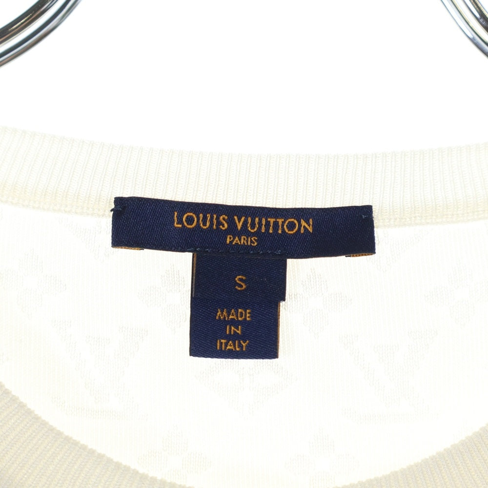 LOUIS VUITTON(ルイヴィトン) 21SS モノグラム 総柄 ジャガード シルク クルーネック 半袖ニット カットソー ホワイト RW211B EO2 FKKS95