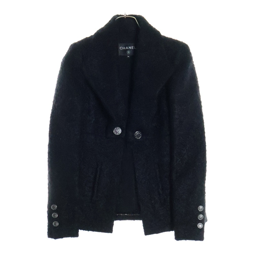 CHANEL(シャネル) ココマークボタン モヘヤウール ショールカラー 変形ジャケット ブラック レディース P54347V40876