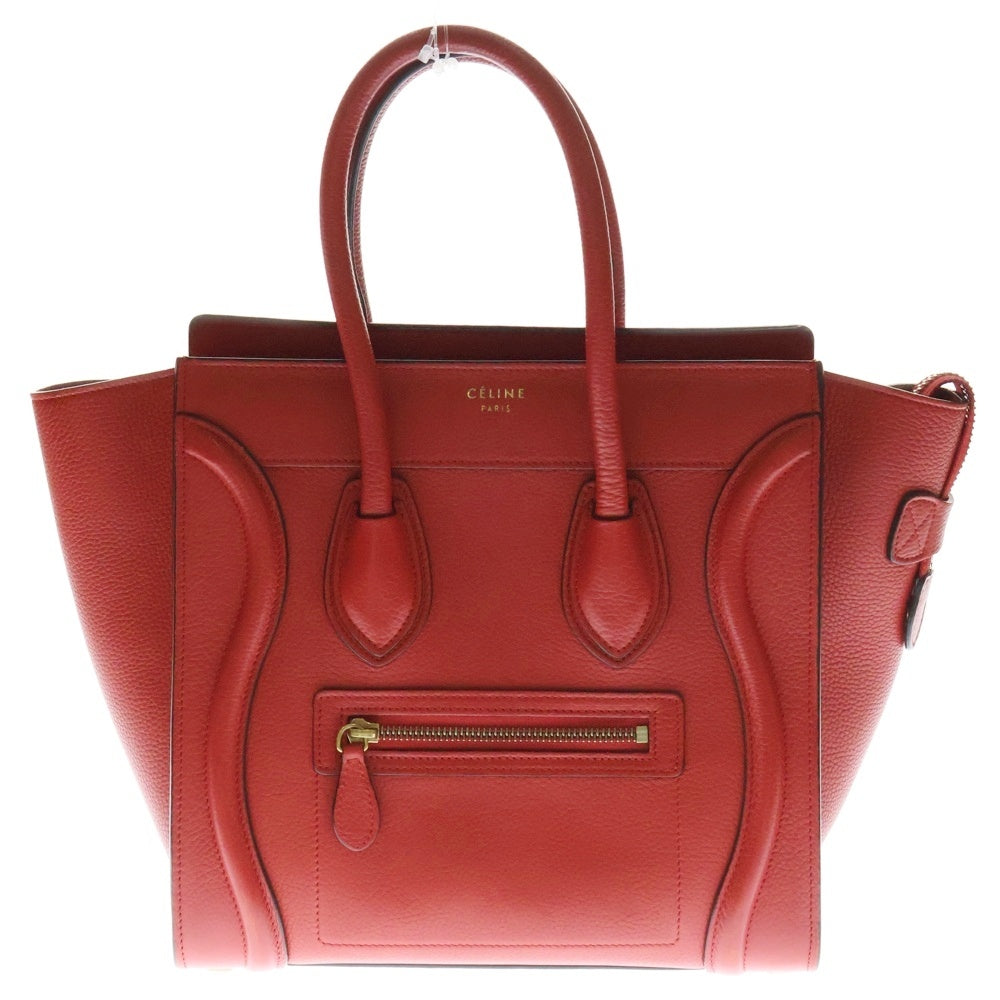 CELINE(セリーヌ) ラゲージ マイクロショッパー トートバッグ ハンドバッグ レッド ゴールド金具 レザー