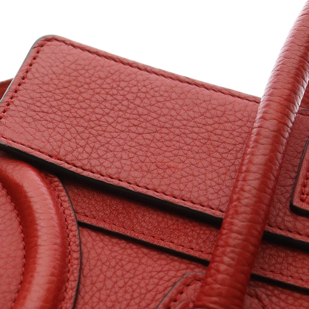 CELINE(セリーヌ) ラゲージ マイクロショッパー トートバッグ ハンドバッグ レッド ゴールド金具 レザー