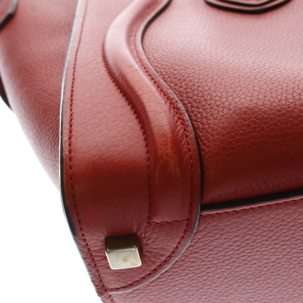 CELINE(セリーヌ) ラゲージ マイクロショッパー トートバッグ ハンドバッグ レッド ゴールド金具 レザー