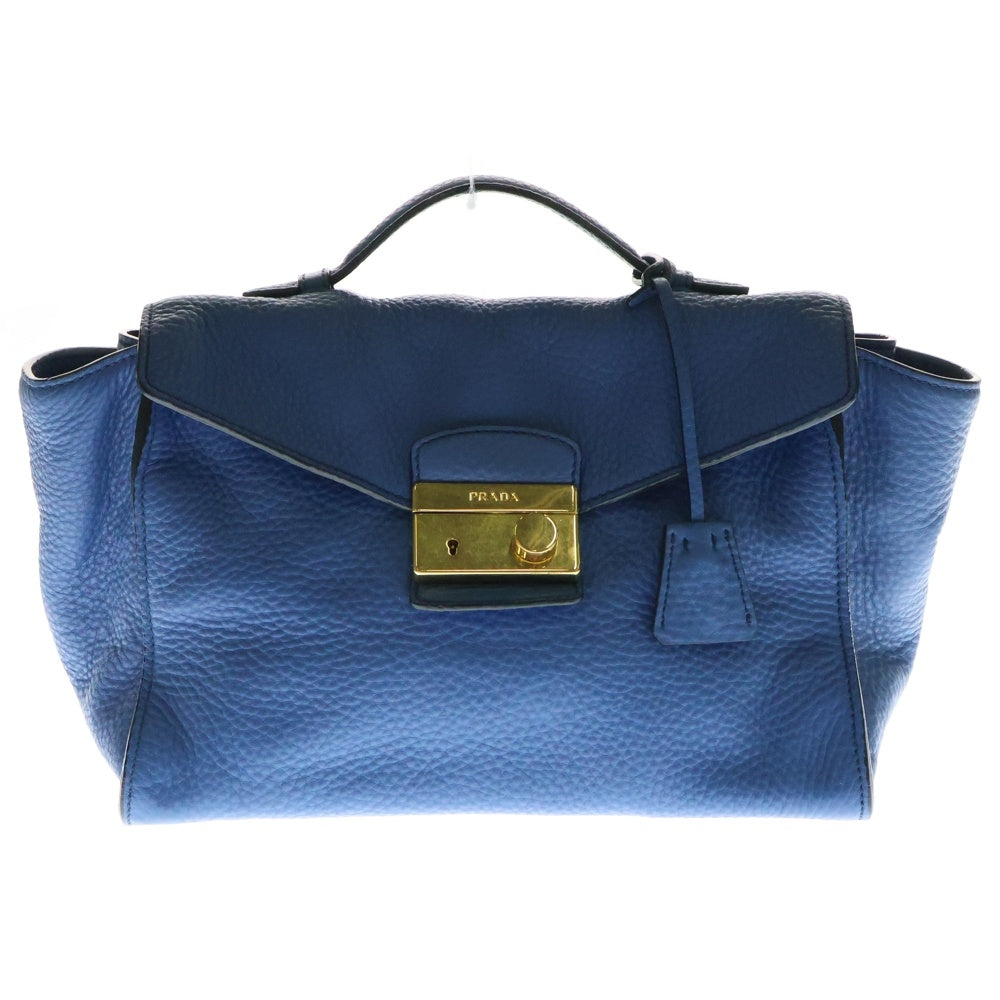 PRADA(プラダ) ヴィテッロダイノ 2WAYショルダーバッグ ハンドバッグ ブルー ゴールド金具 レザー BR5034