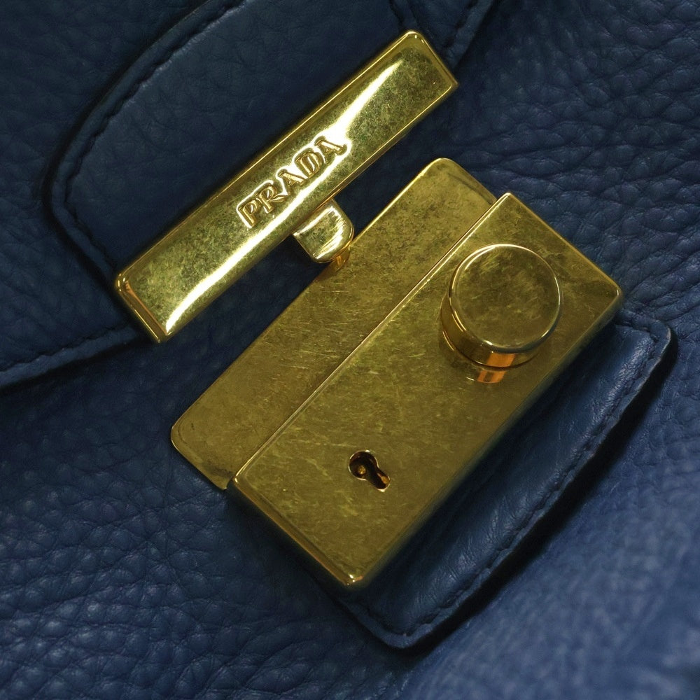 PRADA(プラダ) ヴィテッロダイノ 2WAYショルダーバッグ ハンドバッグ ブルー ゴールド金具 レザー BR5034