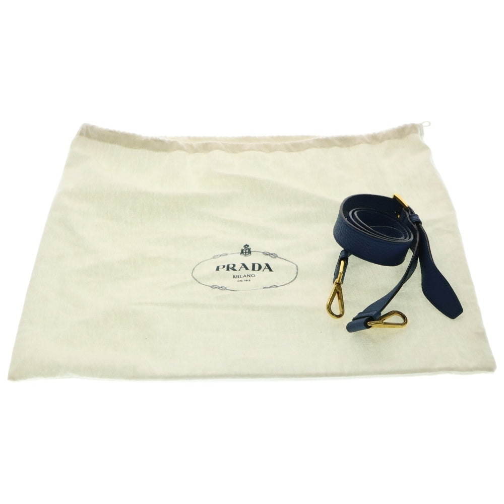 PRADA(プラダ) ヴィテッロダイノ 2WAYショルダーバッグ ハンドバッグ ブルー ゴールド金具 レザー BR5034