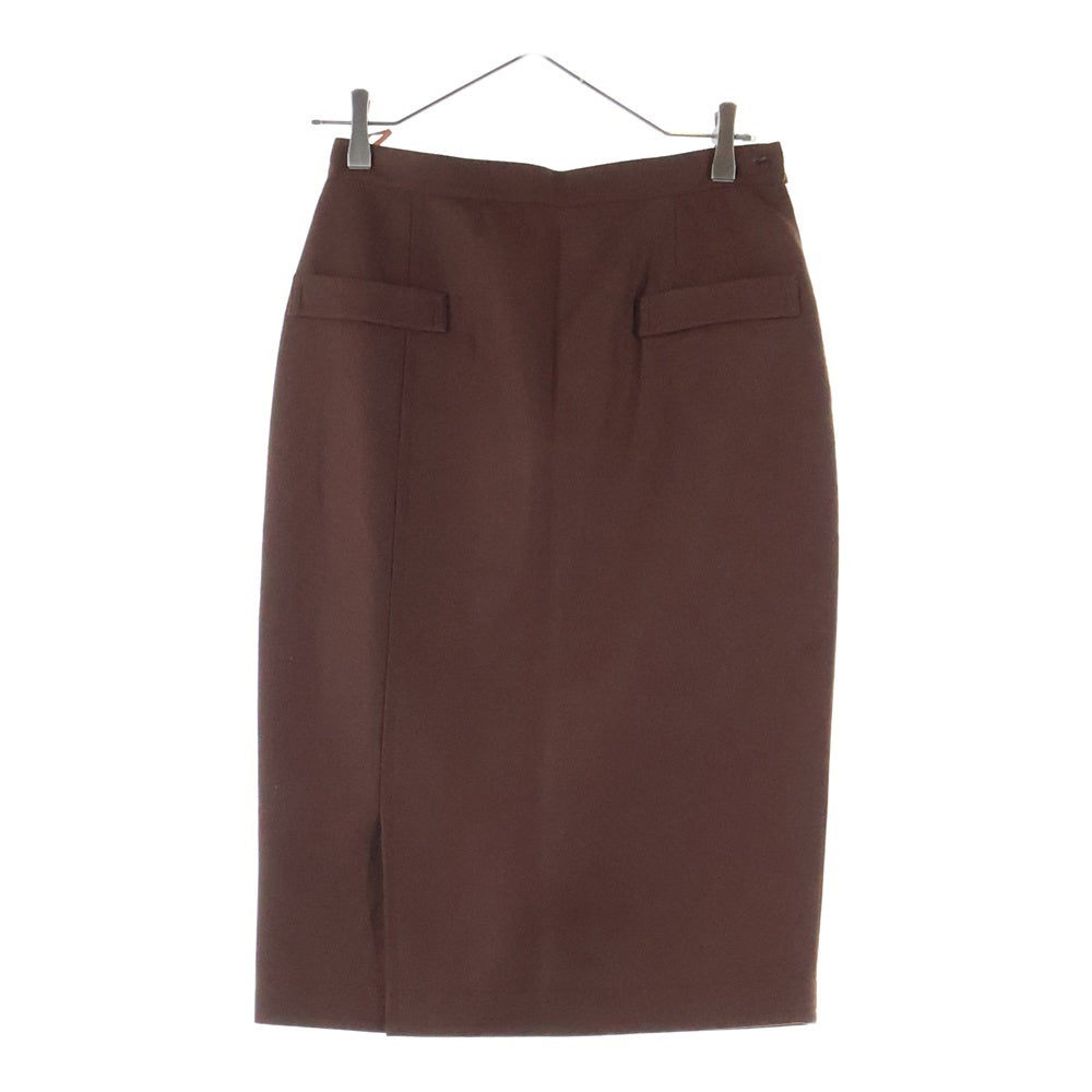 NO BRAND(ノーブランド) サイドベンツ付ウールタイトスカート ブラウン レディース