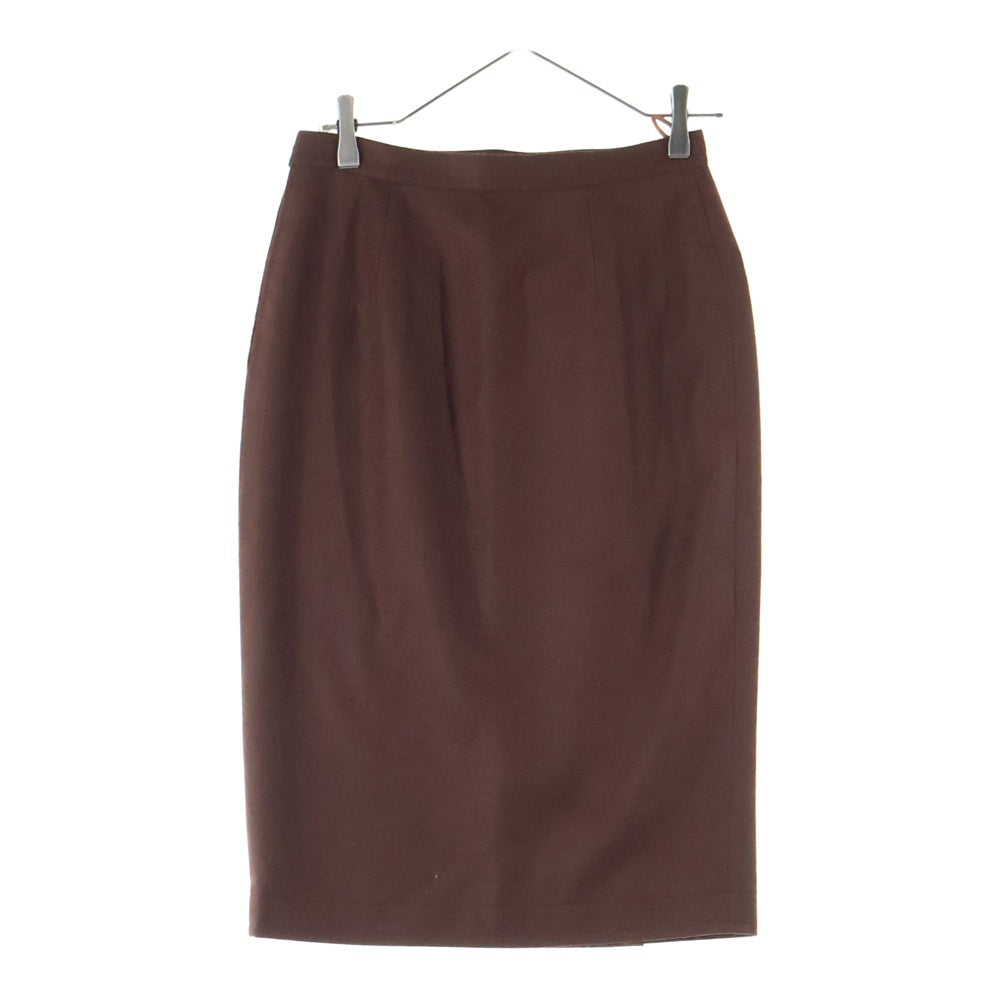 NO BRAND(ノーブランド) サイドベンツ付ウールタイトスカート ブラウン レディース
