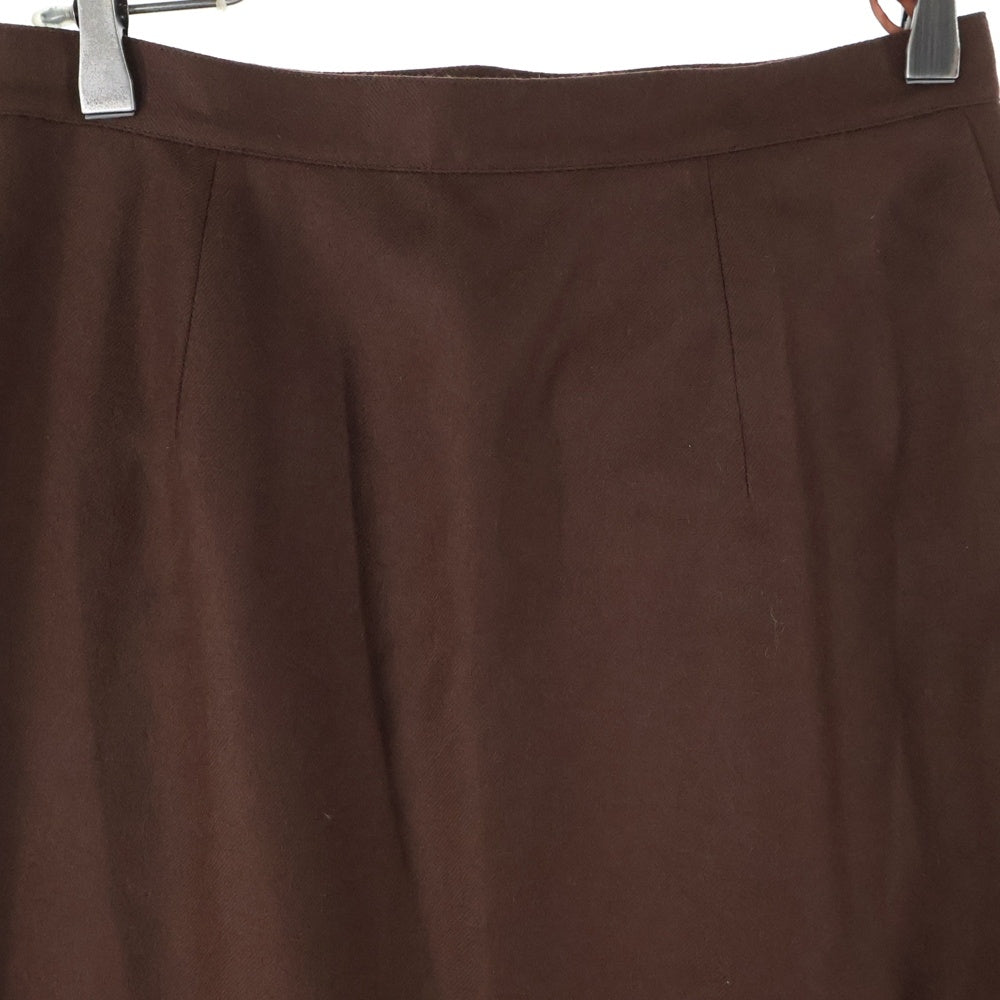 NO BRAND(ノーブランド) サイドベンツ付ウールタイトスカート ブラウン レディース