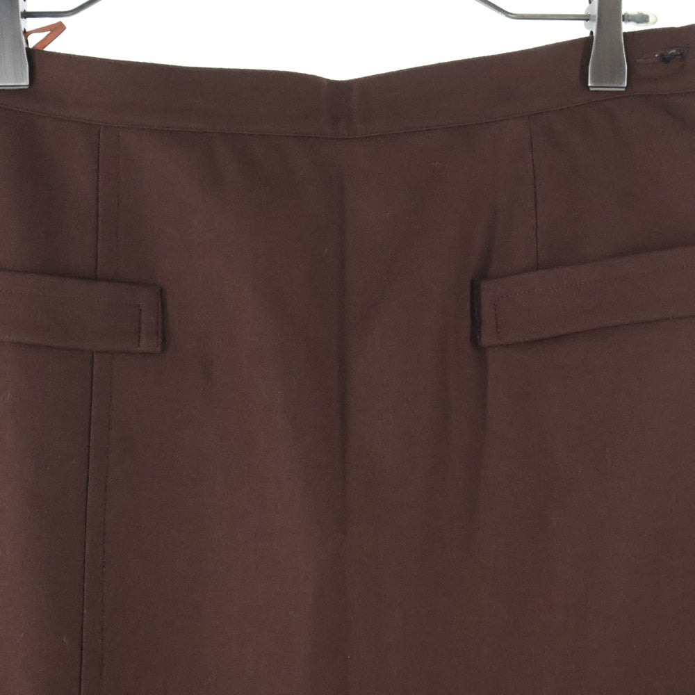 NO BRAND(ノーブランド) サイドベンツ付ウールタイトスカート ブラウン レディース