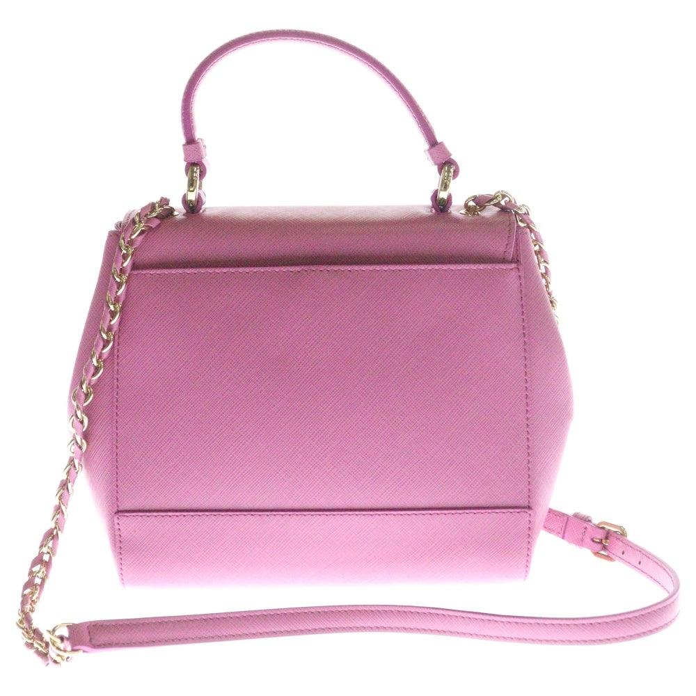 Salvatore Ferragamo(サルヴァトーレ フェラガモ) ヴァラリボン ロゴプレート レザー 2WAY ハンド ショルダーバッグ ゴールド金具 ピンク