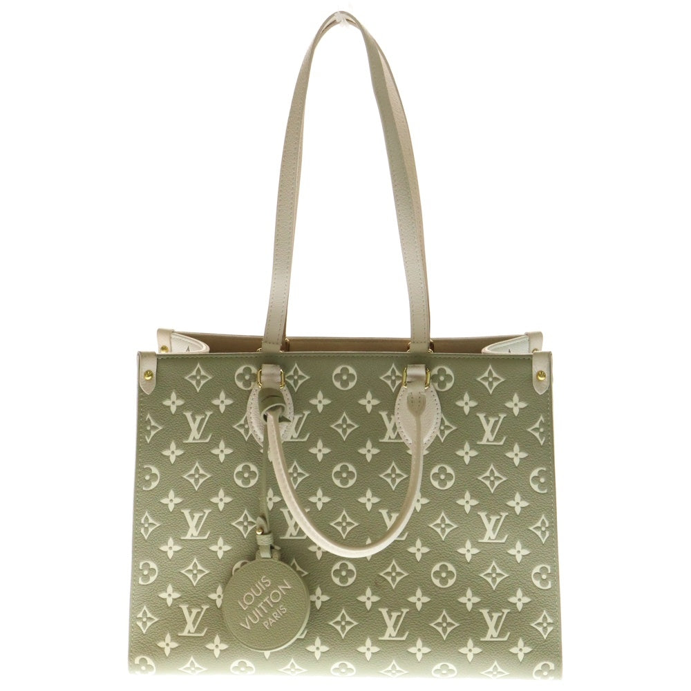 LOUIS VUITTON(ルイヴィトン) オンザゴーMM モノグラム アンプラント バイカラー レザー 2WAY ハンド ショルダー トートバッグ ゴールド金具 カーキ/ベージュ M46060