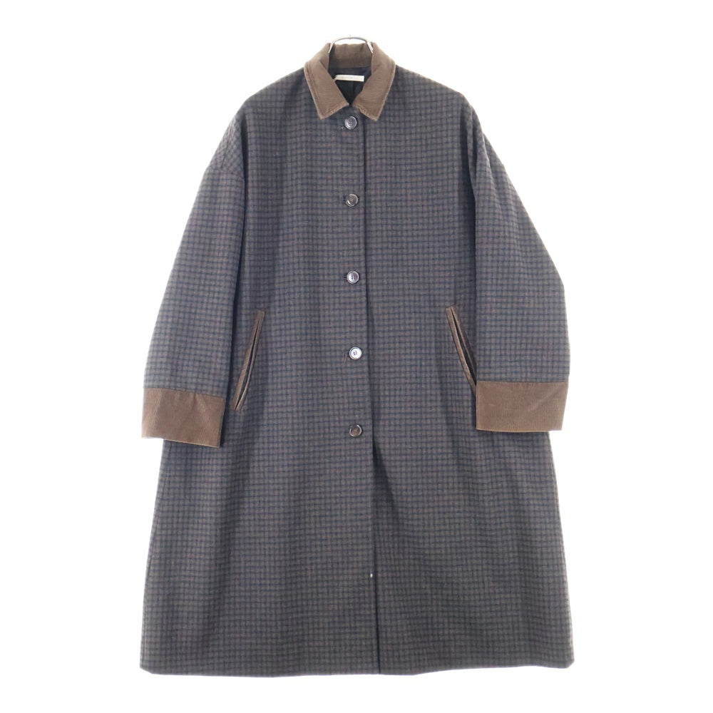 CPCM(シーピーシーエム) コーデュロイ切替ウールチェック柄コート ブラウン 3201194