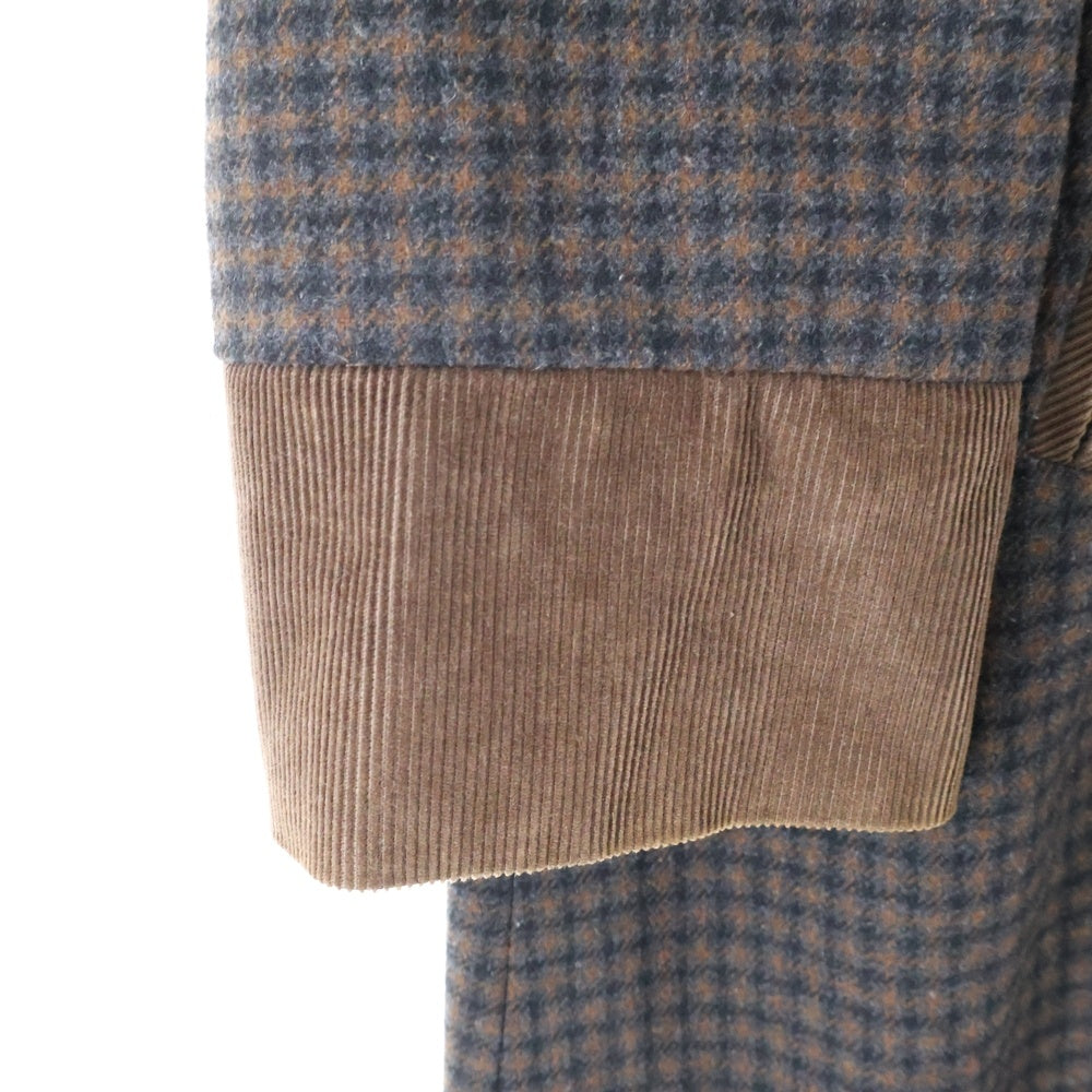 CPCM(シーピーシーエム) コーデュロイ切替ウールチェック柄コート ブラウン 3201194
