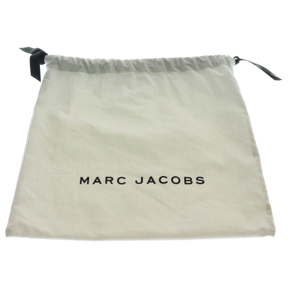 MARC JACOBS(マークジェイコブス) ビーズ装飾 パドロック ロゴプレート レザー 2WAY ハンド ショルダーバッグ シルバー金具 アイボリー/ブラック レディース