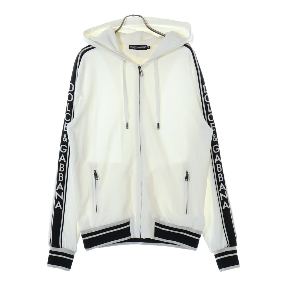 DOLCE & GABBANA(ドルチェアンドガッバーナ) ロゴテープスウェットジップアップパーカー ホワイト G9P10T FU7DU
