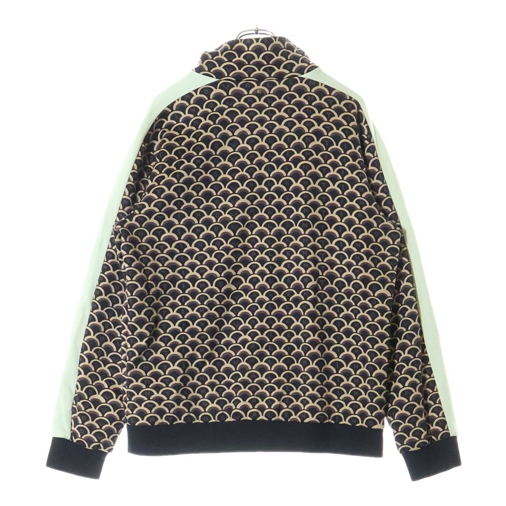 VALENTINO(ヴァレンティノ) ロゴ 総柄プリント サイドライン スタンドカラー ジップアップ トラックジャケット ジャージ ブラウン/ライトグリーン RV3MF01LWKF