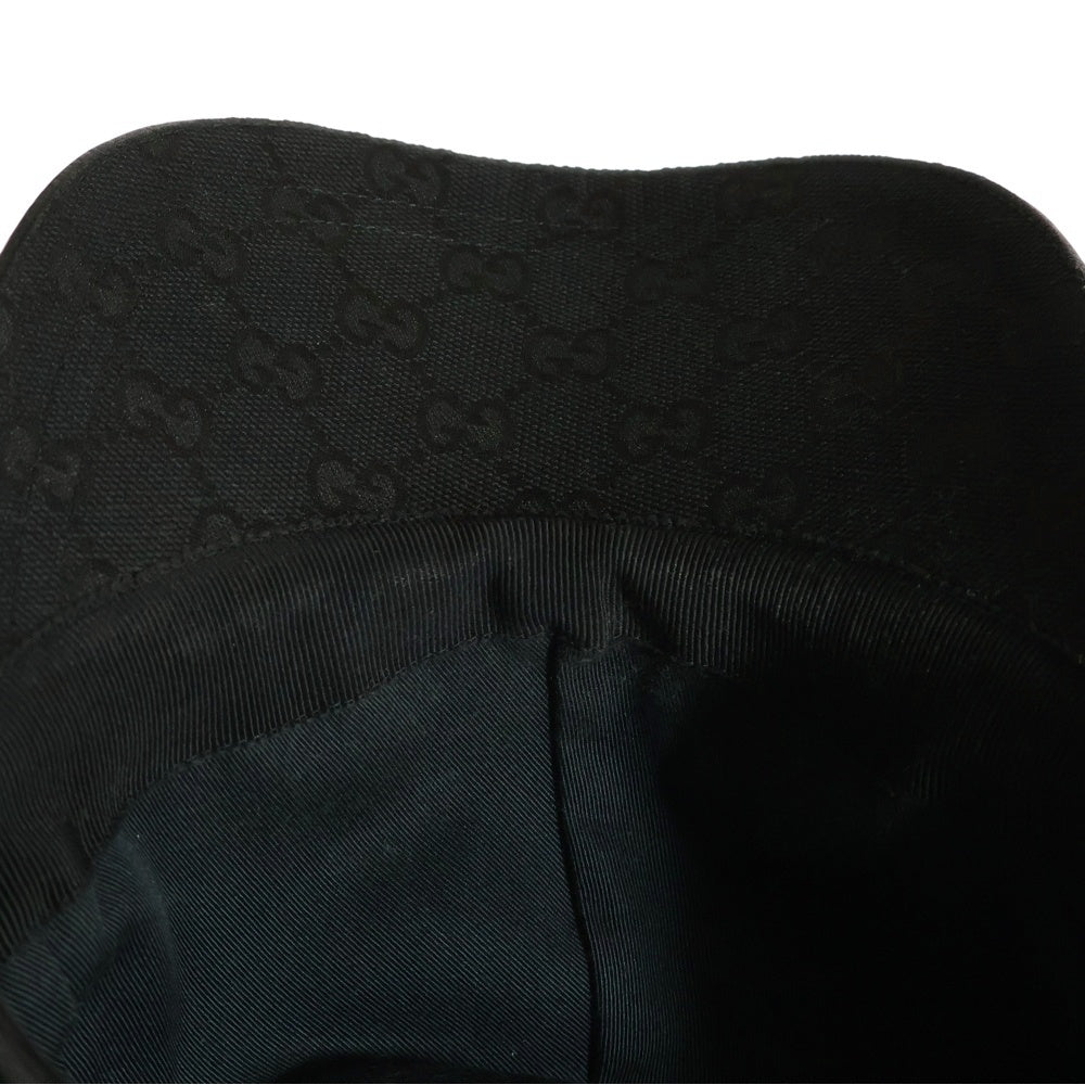 GUCCI(グッチ) GGキャンバス シェリーライン レザー 6パネル ベースボールキャップ 帽子 ブラック 200035