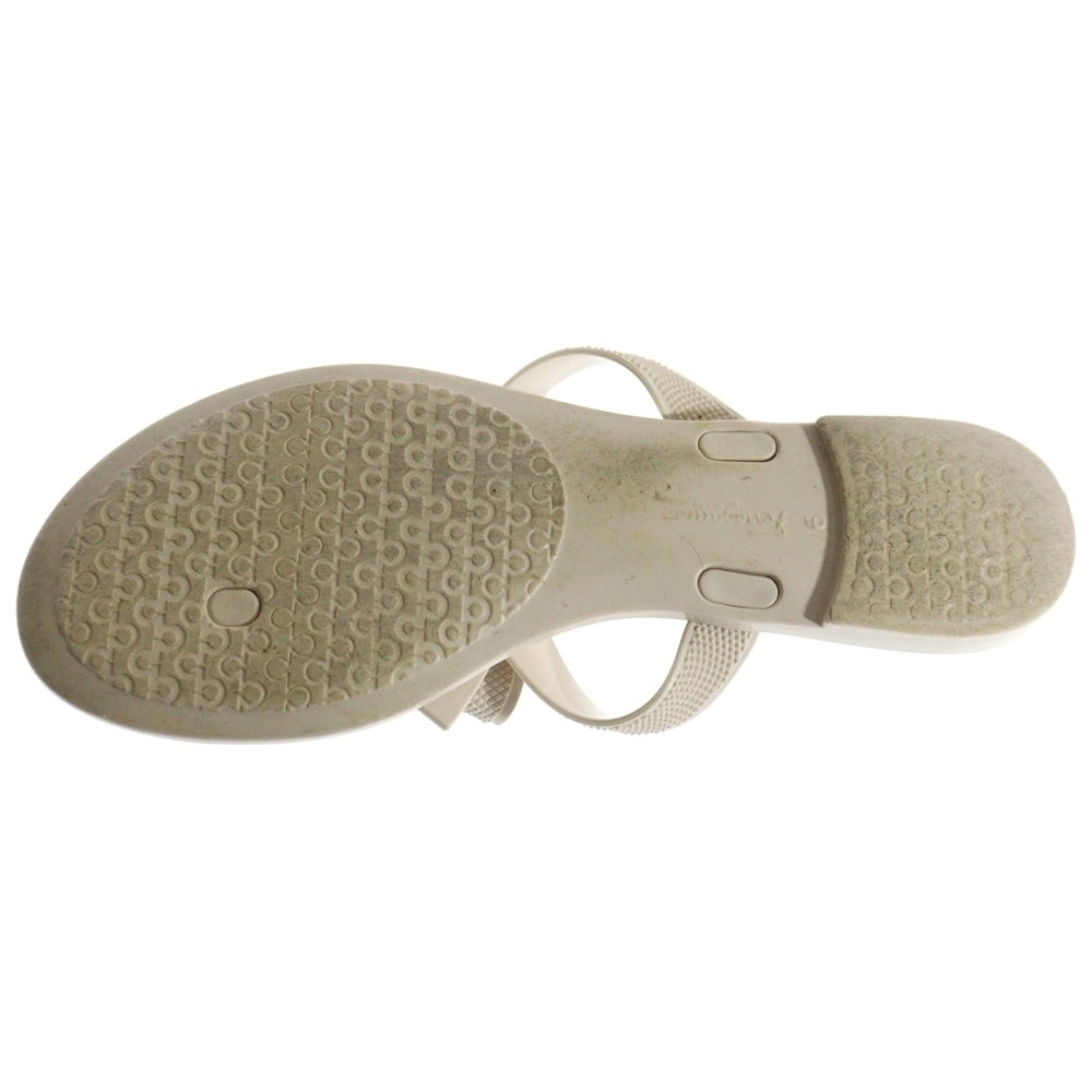 Salvatore Ferragamo(サルヴァトーレ フェラガモ) ヴァラリボン ロゴプレート ラバー フラットサンダル ベージュ レディース